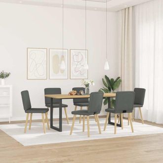 vidaXL Vidaxl - Sillas De Comedor 6 Unidades Tela Gris Oscuro