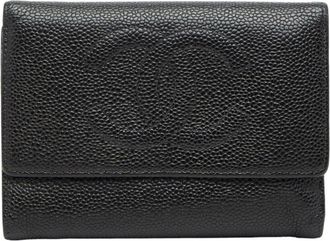 Chanel Black Grained Calfskin Wallet (Tri-Fold) (Pre-Owned)