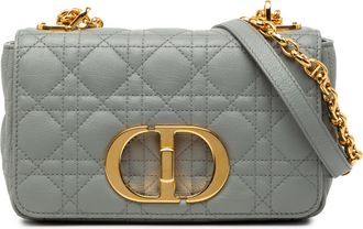 Dior Pre-owned Womens Small Calfskin Cannage Caro Crossbody - Grey Leather - One Size