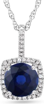 Allurez Lab Grown & Natural Diamond Pendant Necklace in Sterling Silver in Blue Sapphire at Nordstrom, Size 18