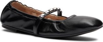Stuart Weitzman Goldie Stud Ballet Flat in Black Nappa at Nordstrom, Size 10.5