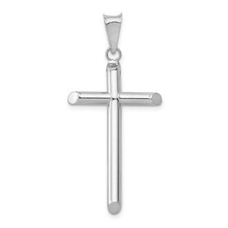 Diamond2Deal 14k White Gold Polished Tube Cross Pendant