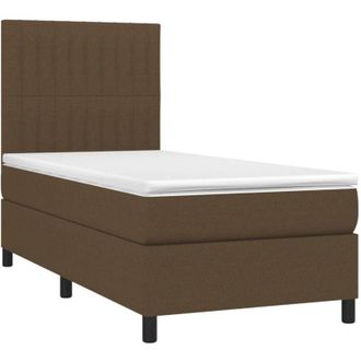 vidaXL Vidaxl - Cama Box Spring Con Colch&oacute;n Tela Marr&oacute;n Oscuro 90x190 Cm