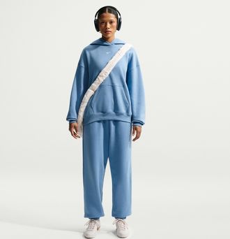 Nike Womens Studio Fleece Medium Weight High-Rise Oversized Cuffed Pants in Blue | IM8074-486