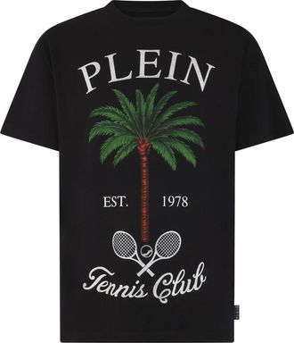 Philipp Plein Round Neck T-Shirt Tennis Club Stones - Heren - T-shirts - Zwart - 3XL - Katoen - Tops