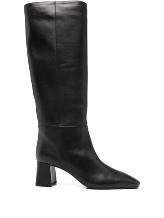 Fabio Rusconi square-toe heeled knee-high boots - Black