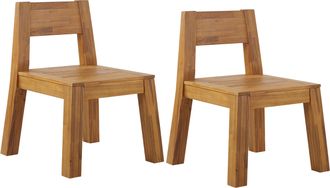 Beliani Beliani - Conjunto De 2 Sillas De Jard&iacute;n De Madera De Acacia Clara Laminada R&uacute;stico Livorno