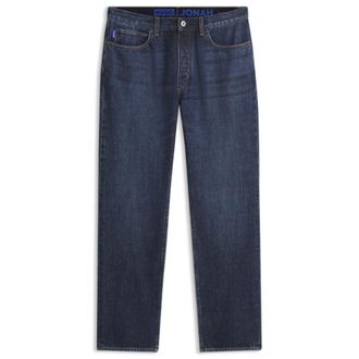 HUGO BOSS Regular-fit jeans in dark-blue stonewashed denim