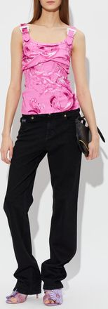 Versace Jeans Couture Top With Decorative Buckles On The Straps, Womens, Pink