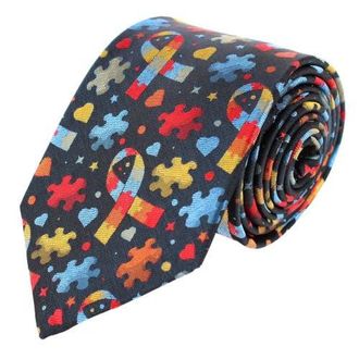 Trafalgar Store Autism Visibility Novelty Silk Necktie in Navy Blue With Multiple Colors at Nordstrom