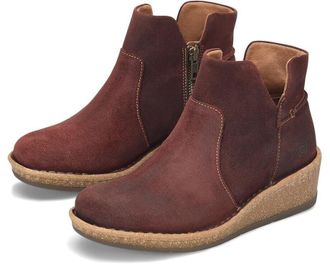 B&oslash;rn Born Viv BR0062244 Boot Womens 11 Dark Red Leather Side Zip Ankle Bootie FZP062