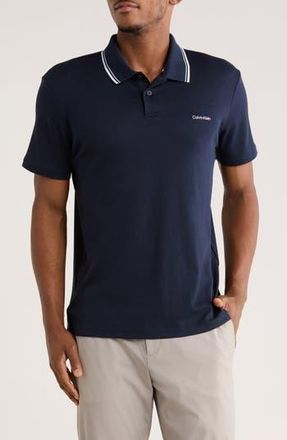 Calvin Klein Tipped Cotton Knit Polo in Dark Sapphire at Nordstrom Rack, Size Xx-Large