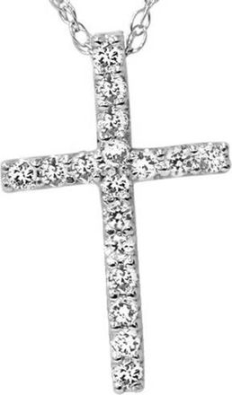 Pompeii3 1/10ct Diamond Cross Pendant 10K White Gold 1/2 Tall