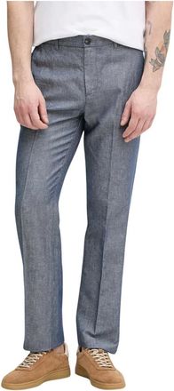 Benetton Rechte broek met persvouw - Heren - Broeken - Blauw - Maat: XL Katoen