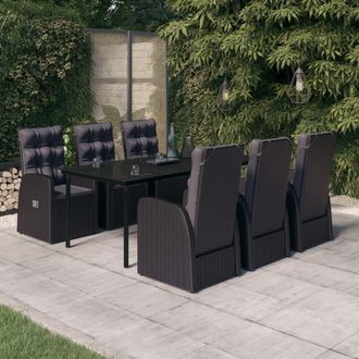 vidaXL Juego De Comedor De Jard&iacute;n 7 Piezas Con Cojines Negro Vidaxl