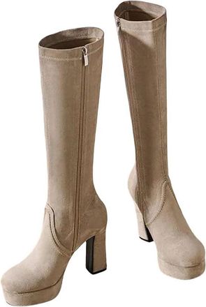 Generic Womens Platform Knee High Boots Chunky Heel Long Boots Fashion Casual Footwear