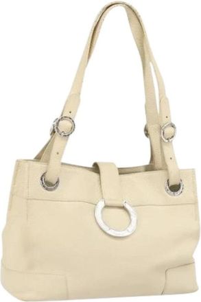 Bulgari Pre-owned Vintage Schoudertas - Dames - Vintage Schoudertas - Beige - ONE Size - Leer - Vintage