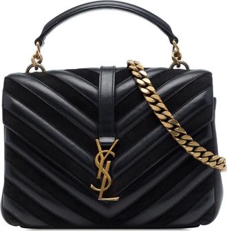 Saint Laurent Pre-owned Saint Laurent Medium Calfskin and Suede Chevron Monogram College Satchel Ladies CHSCH8PXR8F3O3HT
