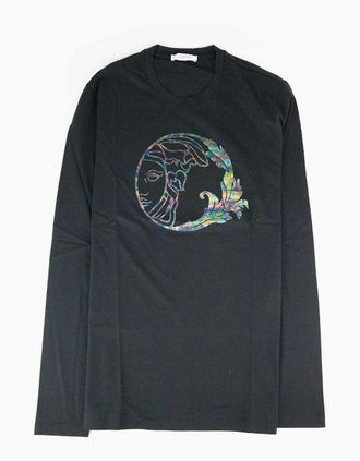Versace Collection Mens Versace Collection Reflective Medusa Logo L/s T Shirt Black SA30 - Size: 40