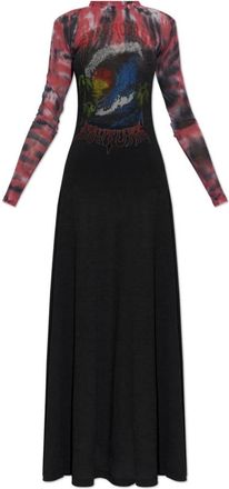 Balenciaga Extreme Tie Dye Long Sleeve Dress - Dames - Maxi kleedjes - Zwart - XS - Katoen - Kleedjes