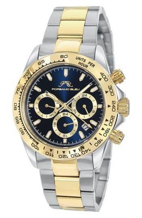 Porsamo Bleu Mens Preston Multi-Function Dial Two-Tone Stainless Steel Bracelet Watch, 41mm in Two-Tone-Bleu at Nordstrom Rack