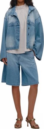 Rabens Saloner Raha Wide Jean Shorts In Light Blue