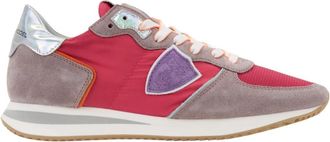 Philippe Model Sneakers van gelamineerd su&egrave;de en stof met veters - Dames - Sneakers - Veelkleurig - 37 EU - Su&egrave;de - Schoenen