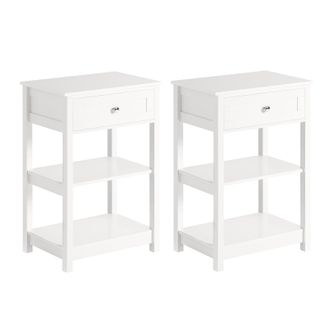 SoBuy Set De 2 Mesas Auxiliares Con 1 Caj&oacute;n, Consola,mesita De Noche Para Sal&oacute;n Comedor, Tel&eacute;fono O Lampara Fbt46-wx2 Sobuy Es