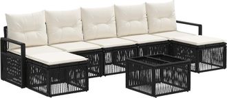 vidaXL Conjunto De Sof&aacute;s De Jard&iacute;n 8 Uds. Negro Rat&aacute;n Sint&eacute;tico Vidaxl