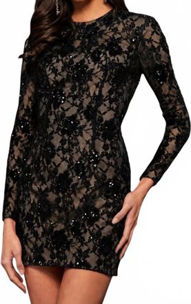 Sherri Hill Lace Sequin Open Back Cocktail Dress In Black