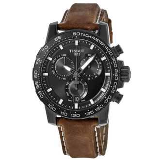 Tissot Supersport Chrono Black Dial Leather Strap Mens Watch T125.617.36.051.01