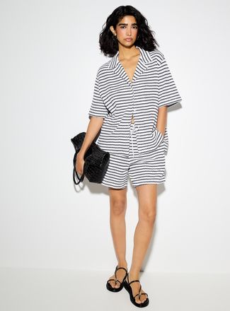 Icone Womens Striped drawcord-waist knit short