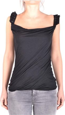 Dsquared2 Tops, Dames, Zwart, L, Zwarte Tanktop met Vierkante Halslijn