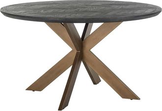 Richmond Interiors Runder Massivholz Esstisch Blackbone Brass ø 140 cm