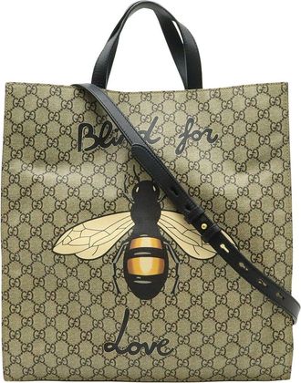 Gucci Gg Supreme Bee Print 2Way Tote Bag (Authentic Pre-Loved)