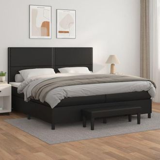 vidaXL Vidaxl - Cama Box Spring Con Colch&oacute;n Cuero Sint&eacute;tico Negro 200x200 Cm