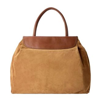 Dries Van Noten Blossom Suede Top Handle Bag - female - Dries Van Noten - Handbags - Brown - ONE SIZE - Bags