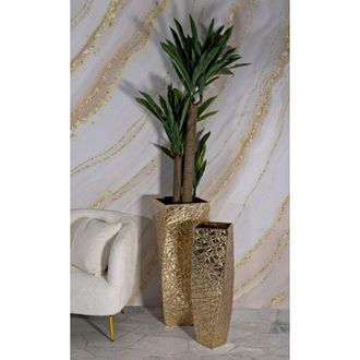 Dmora Dmora - Set di 2 vasi Ritaldi, Complemento darredo, Anfora, Accessorio darredo, 34x34 h90 cm, Oro