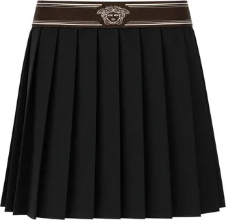 Versace Pleated Wool-mohair Mini Skirt