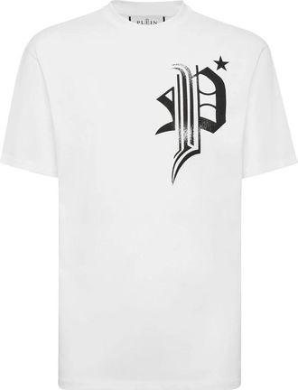 Philipp Plein T-shirt met ronde hals en skull - Heren - T-shirts - Wit - 2XL - Katoen - Tops