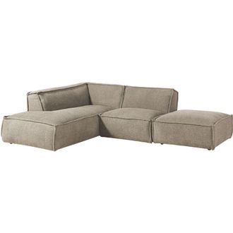 Massivmoebel24 ravenna Divano angolare con poggia piedi - stoffa / taupe 195x220x79