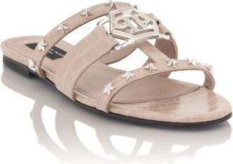 Philipp Plein Cocco Print Slides Stars Hexagon Women in Beige at Nordstrom, Size 37