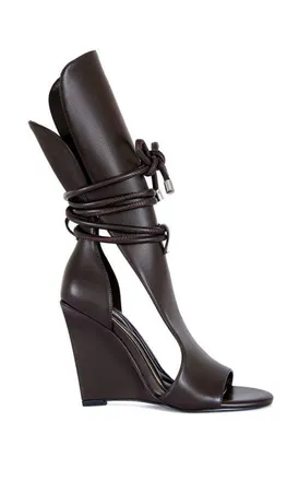 Azalea Wang Douma Wedge Sandal in Chocolate at Nordstrom, Size 8.5