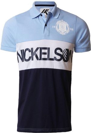 Nickelson Nickelson Mens Casual Limehouse Short Sleeve Polycotton Pique Polo Shirt Placid Blue