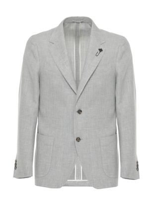 Lardini Grey Wool-Blend Pin Blazer