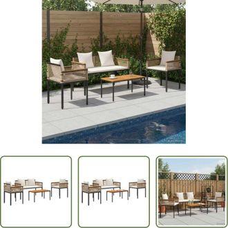 vidaXL Sedie da giardino - Set di Mobili da Esterno Beige e Bianco Crema polyrattan