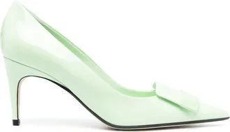Sergio Rossi 75mm appliqu&eacute;-detail leather pumps - women - Calf Leather/Kid Leather/Leather - 36 - Green