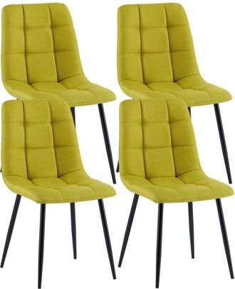 Clp Set De 4 Silla de comedor con patas de metal y asiento de Tela Verde