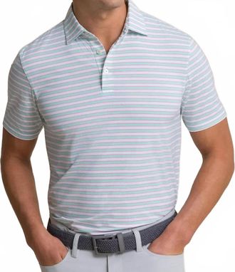 Southern Tide Water Way Stirpe Coastal Breeze Performance Polo In Gulf Shores