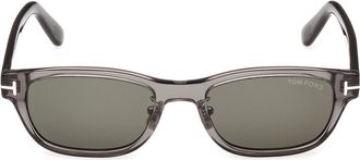 Tom Ford 52mm Rectangular Sunglasses in Grey/Other /Green at Nordstrom